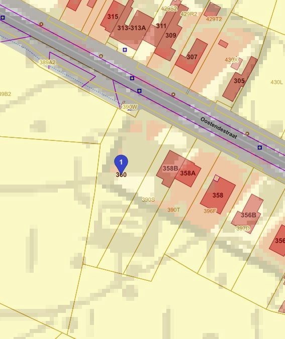 Ruime perceel (973 m²) voor halfopen bebouwing met landelijke verzichten te Torhout 