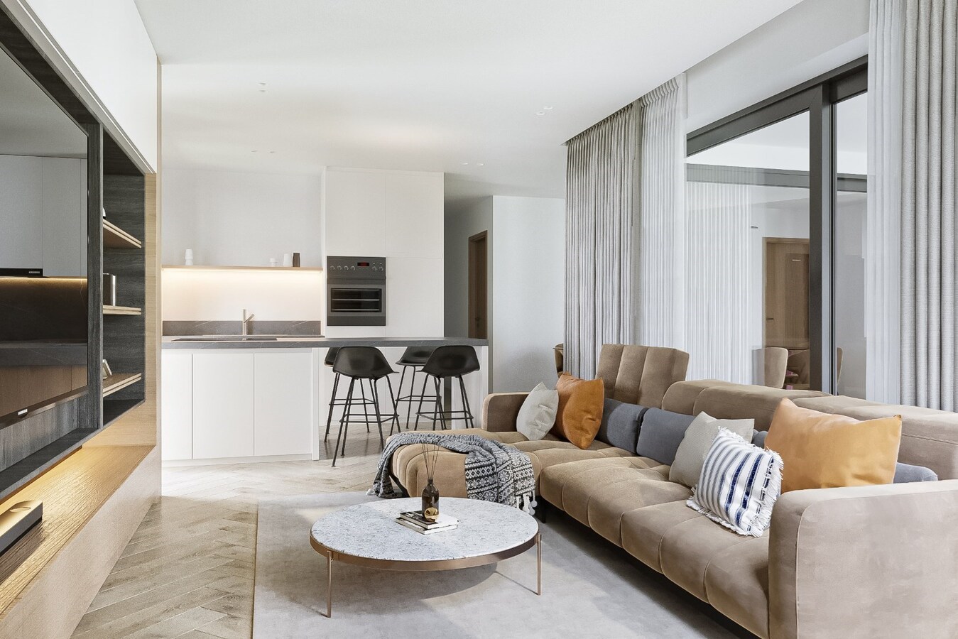 Luxueus en energiezuinig nieuwbouw appartement gelegen op de eerste verdieping met zicht op het Dorpsplein in Kinrooi 