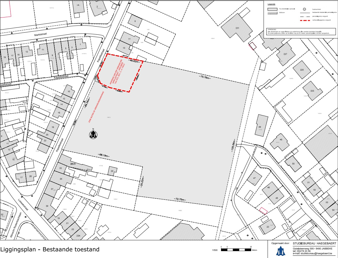 Perceel grond (Lot 1) van 401m² voor halfopen bebouwing 