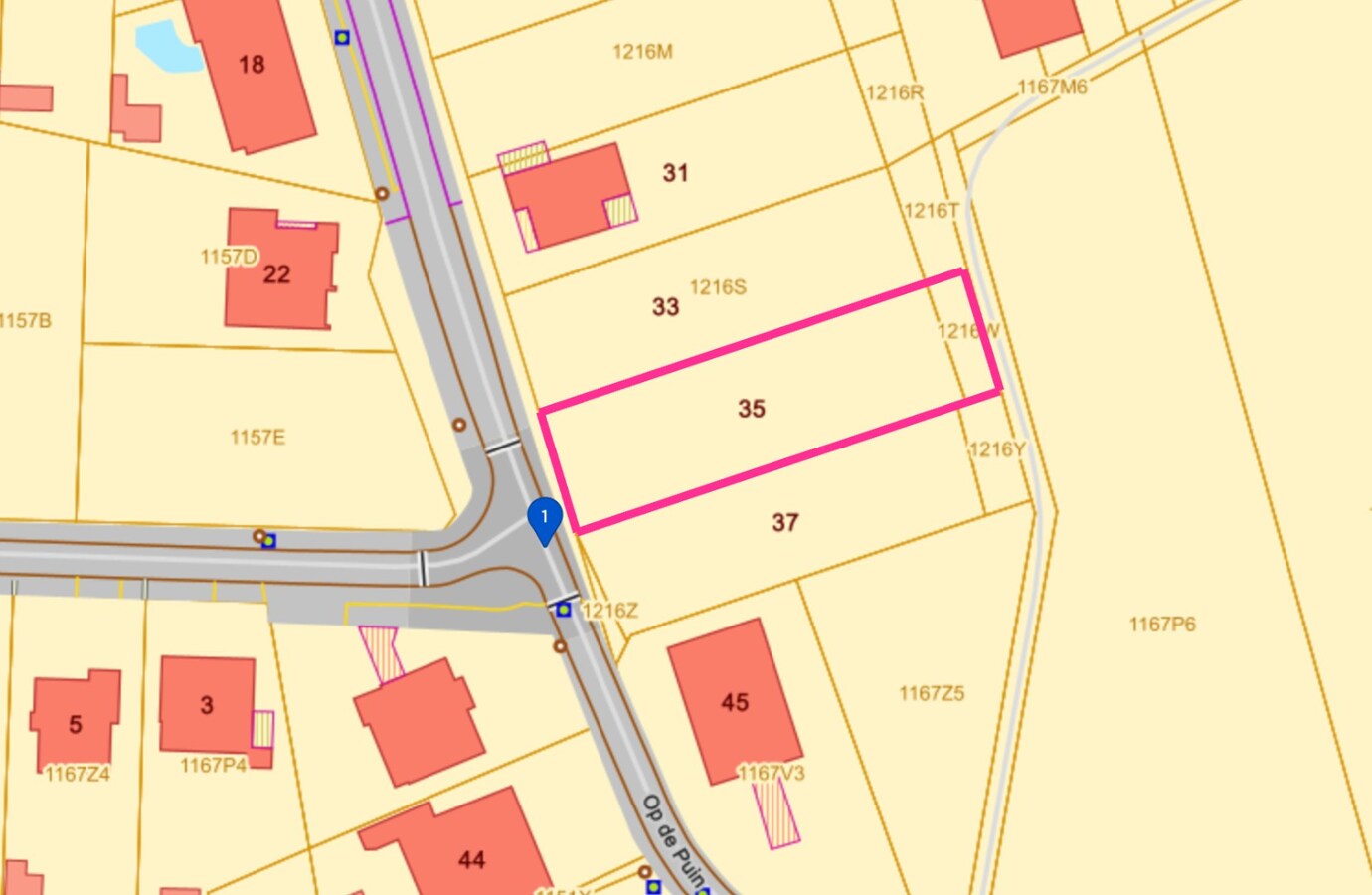 Bouwgrond voor open bebouwing van 1073 m² 