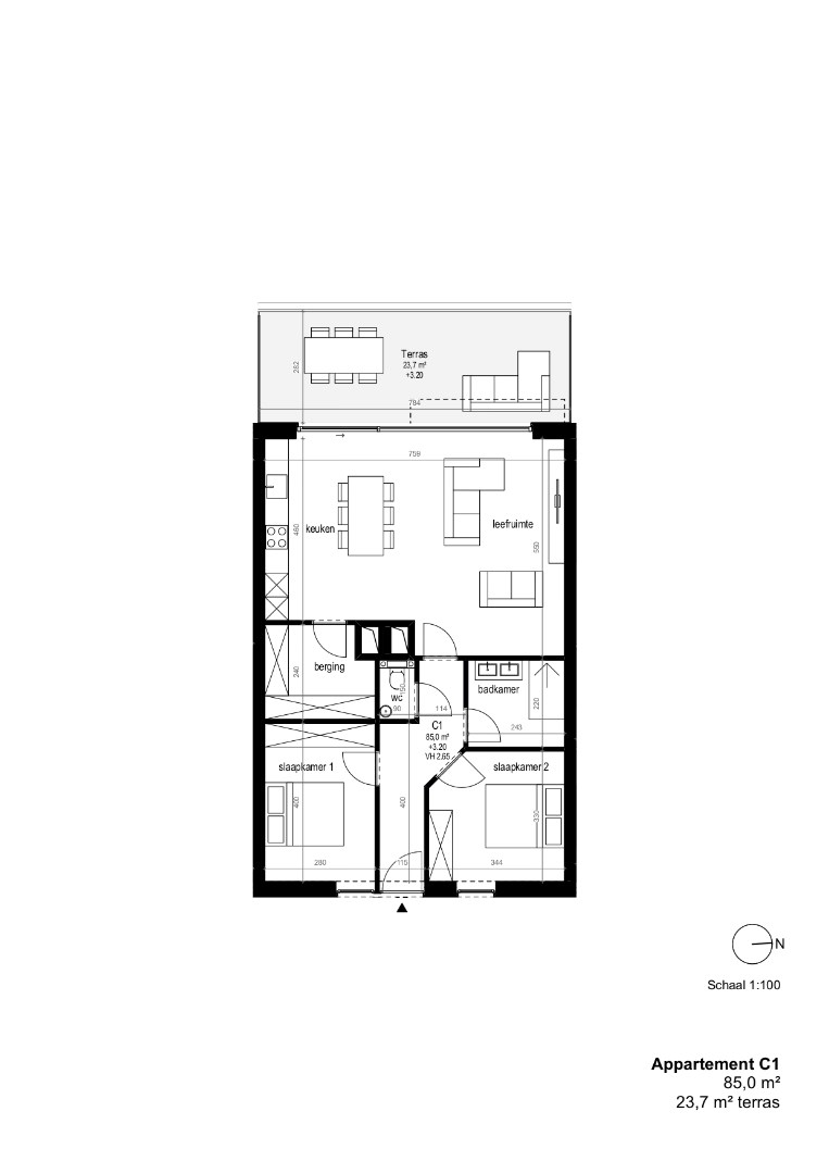 Appartement op de eerste verdieping 