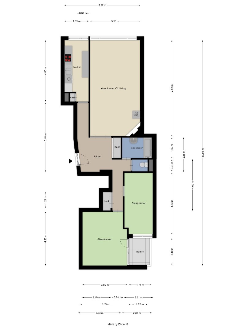 Appartement met 2 slaapkamers, terras, ondergrondse autostaanplaats en private kelderberging in Leuven! – EPC 125 kWh/m² - bewoonbare opp. 94 m² 