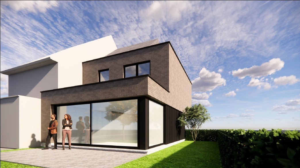 Vernieuwde loods en vergunde bouwgrond voor halfopen bebouwing te Lembeek 