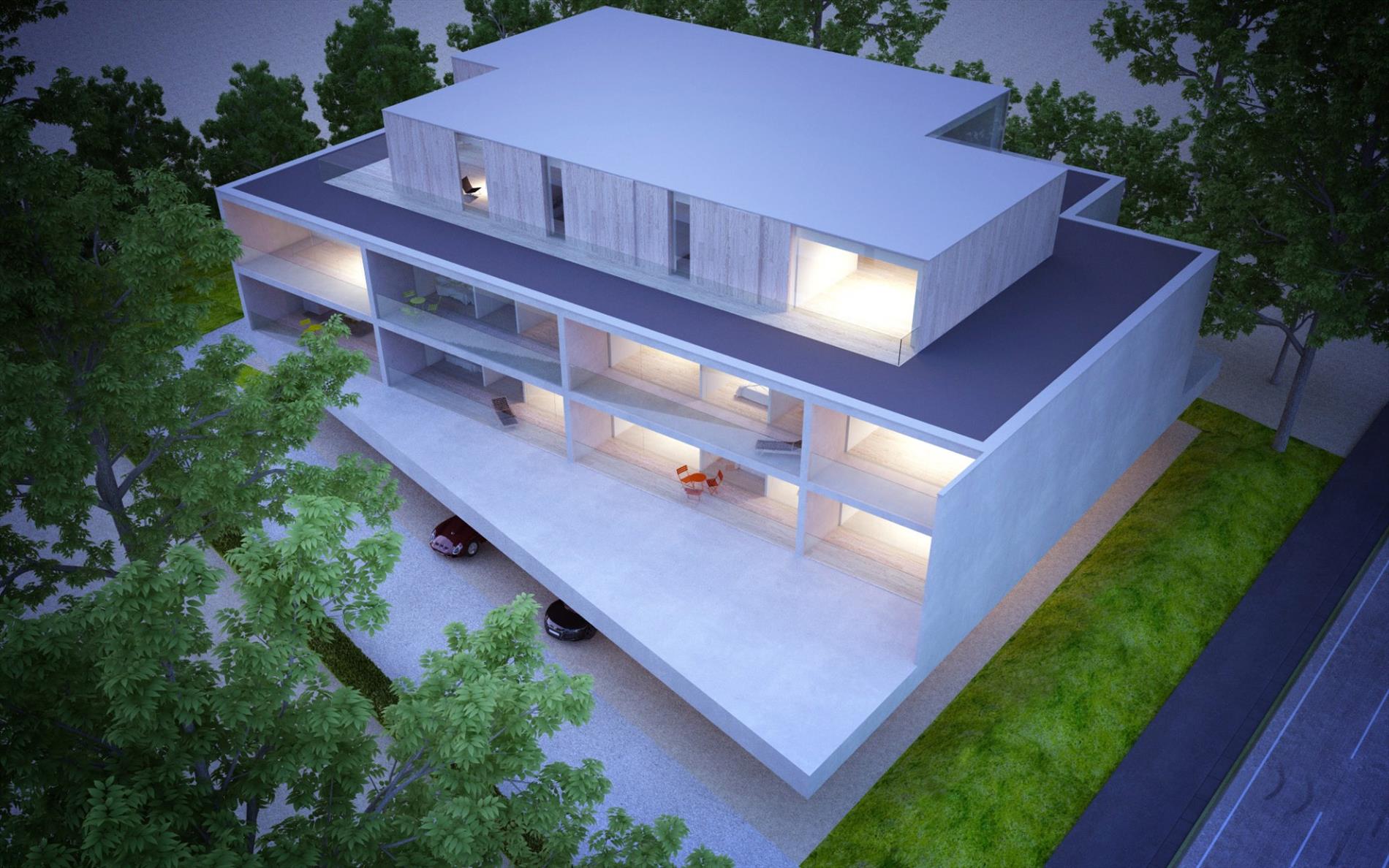 Modern nieuwbouwproject (20app) en handelsgelijkvloers te Loppem 