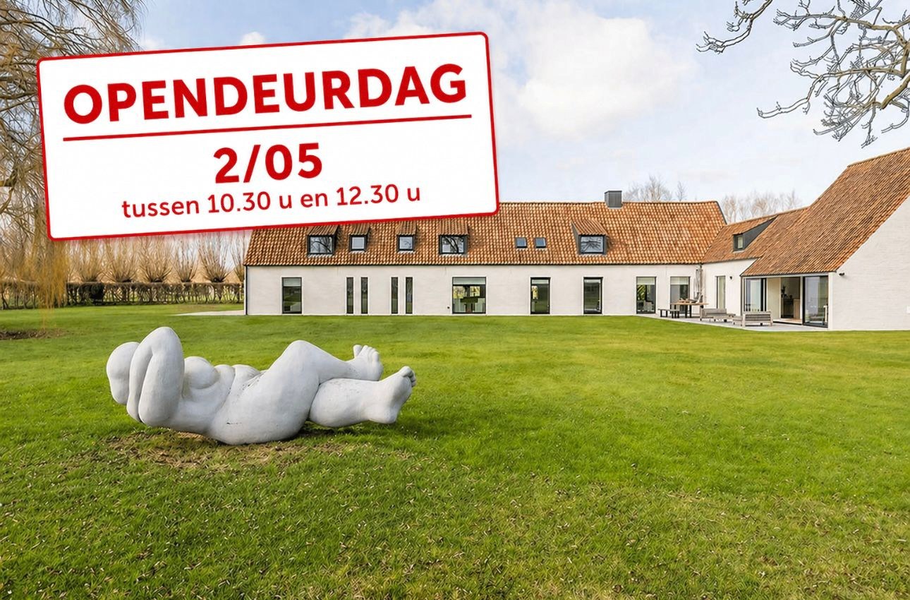 OPENDEURDAG Zaterdag 02/05 - 10u30 - 12u30 (Pereboomstraat 1 te Damme) : Uitzonderlijk gerenoveerde Hoeve met bijhuis op een domein van 1,5 hectare 