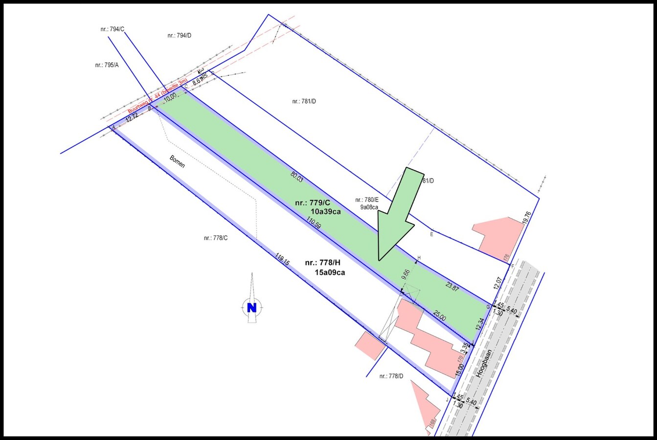 Half open bouwplaats (10a 39ca) met achteringang 