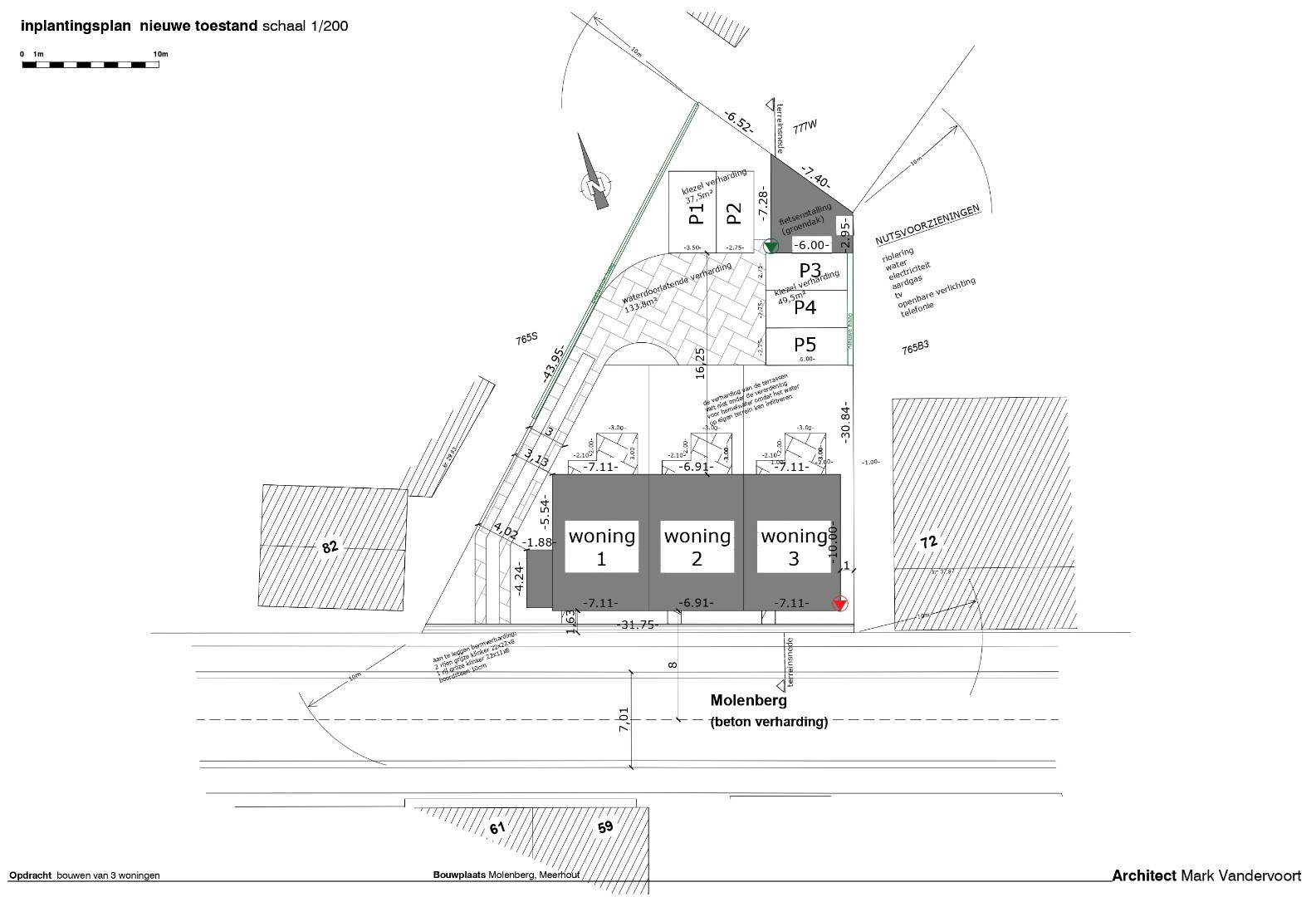 Nieuwbouwproject van 3 woningen gelegen in het centrum van Meerhout. 