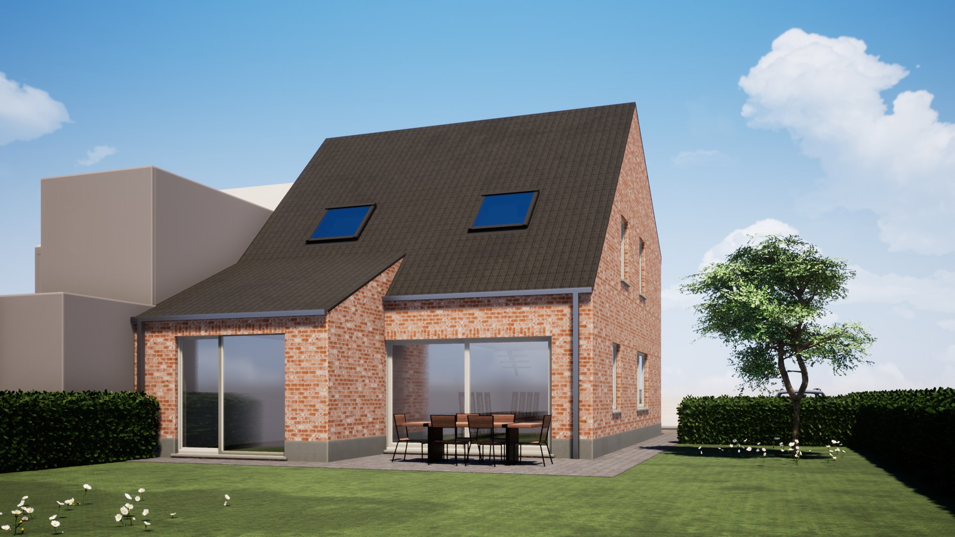 Ruime halfopen bebouwing op 550 m² met landelijk zicht te centrum Oudenburg 