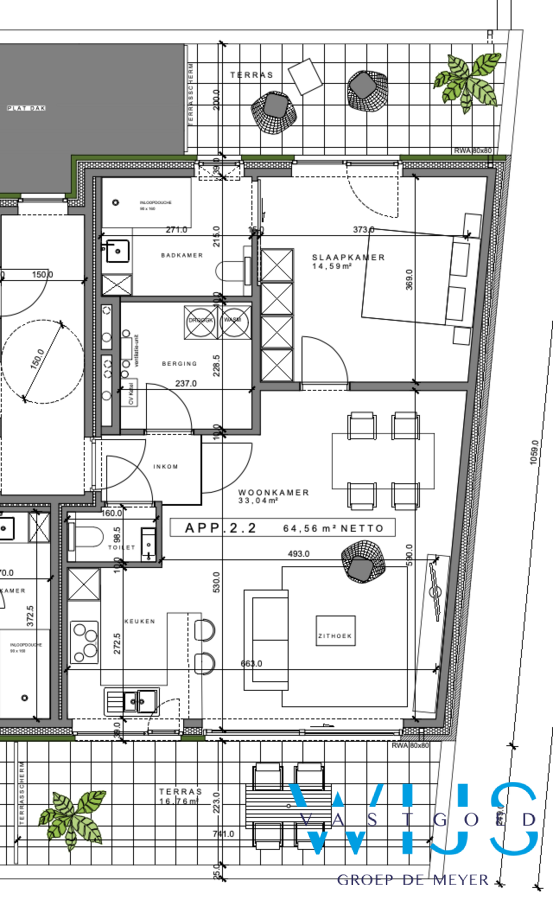 Nieuwbouw appartement met 2 terrassen te ERTVELDE ! 