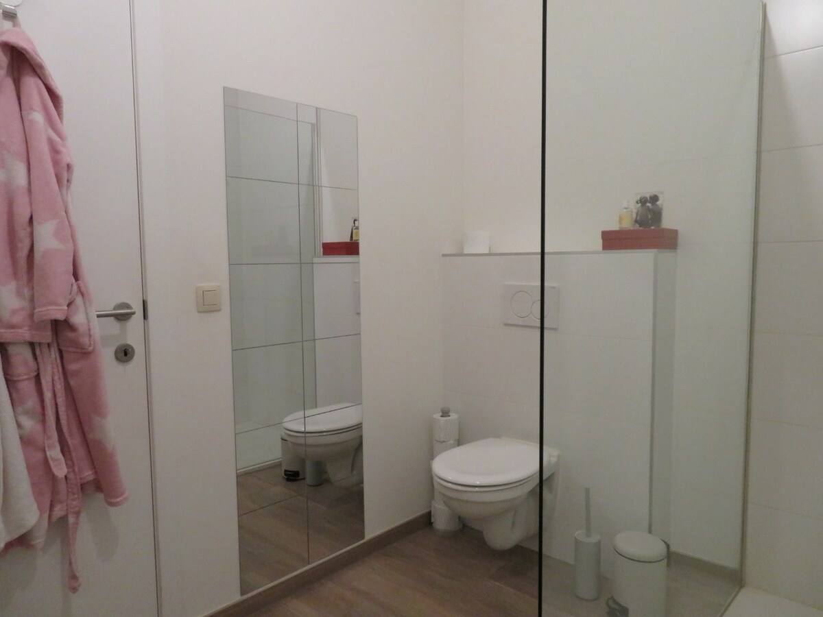 Recent, hoogwaardig afgewerkt gelijkvloers appartement, met terras en inpandige garage, in het centrum van Maaseik! 