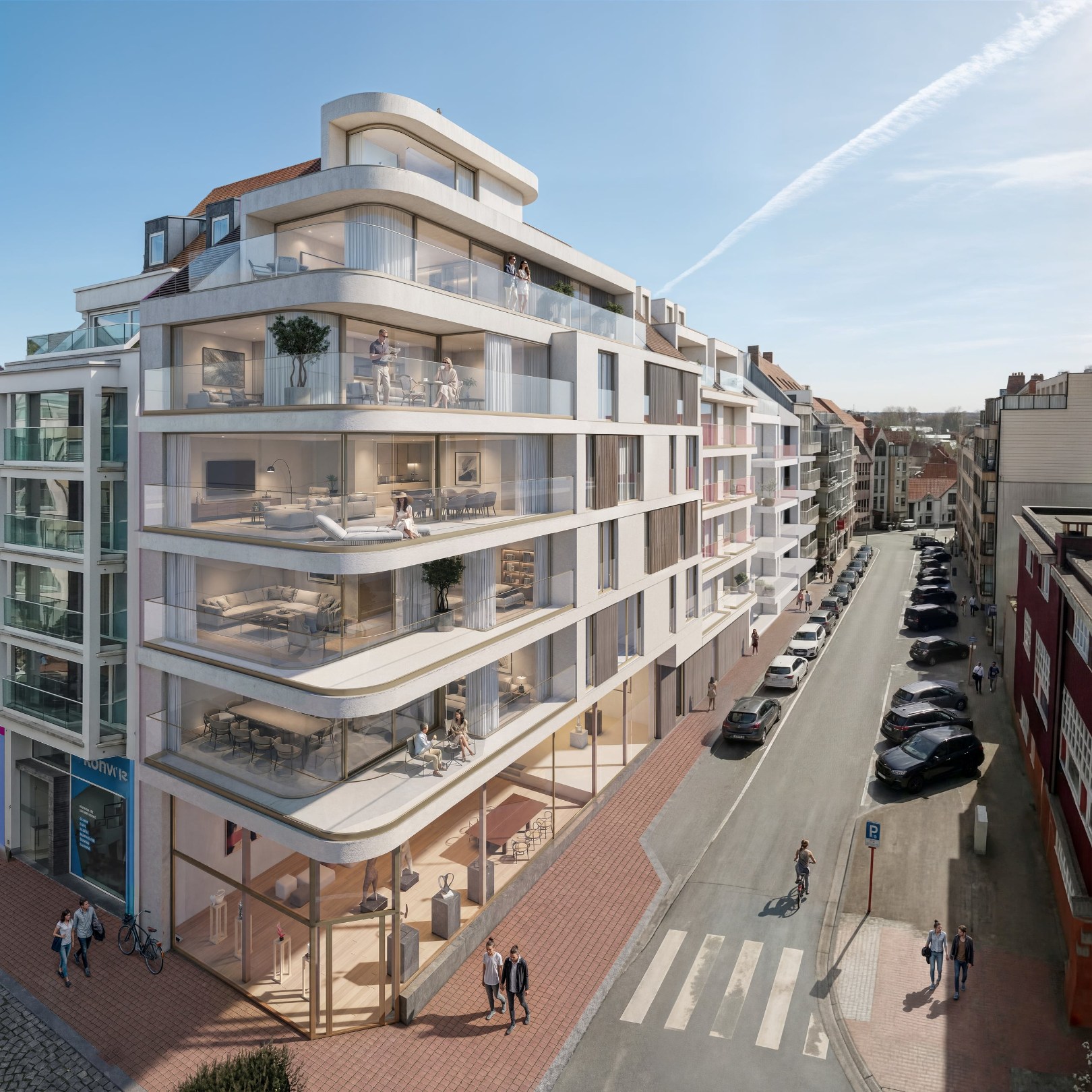 Op een uitstekende locatie op de hoek van de Dumortierlaan met de Mosselmanstraat te Knokke, op enkele passen van de Zeedijk, bevindt zich deze exclusieve nieuwbouw. Garage mogelijkheid in het gebouw. 