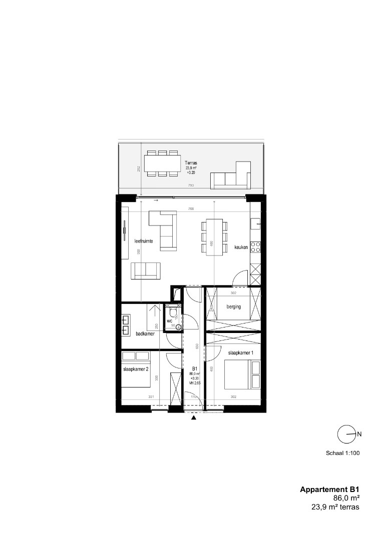 Appartement op de eerste verdieping 