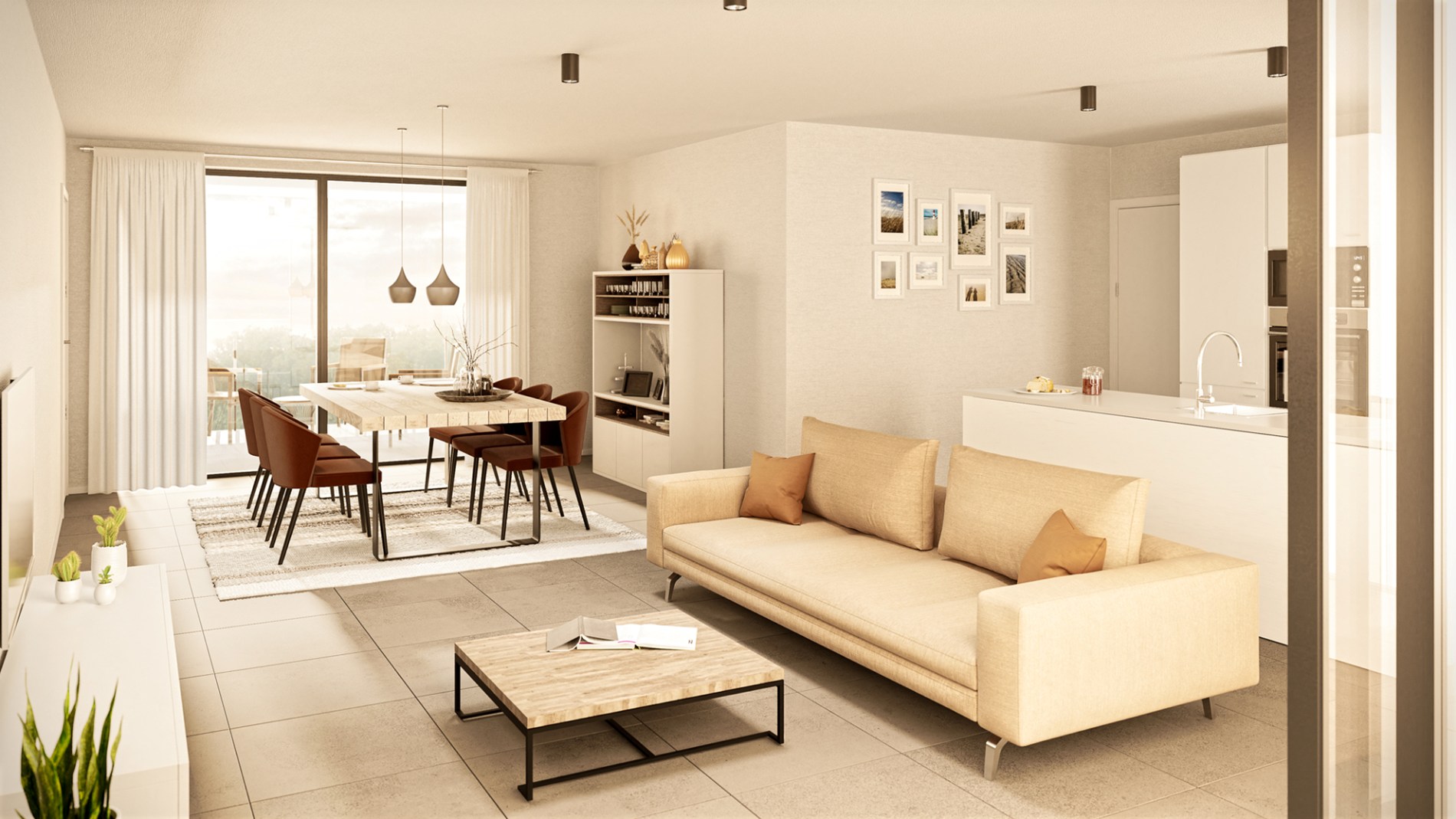 Ruim appartement (117 m²) met 2 slpk en overdekt terras. 