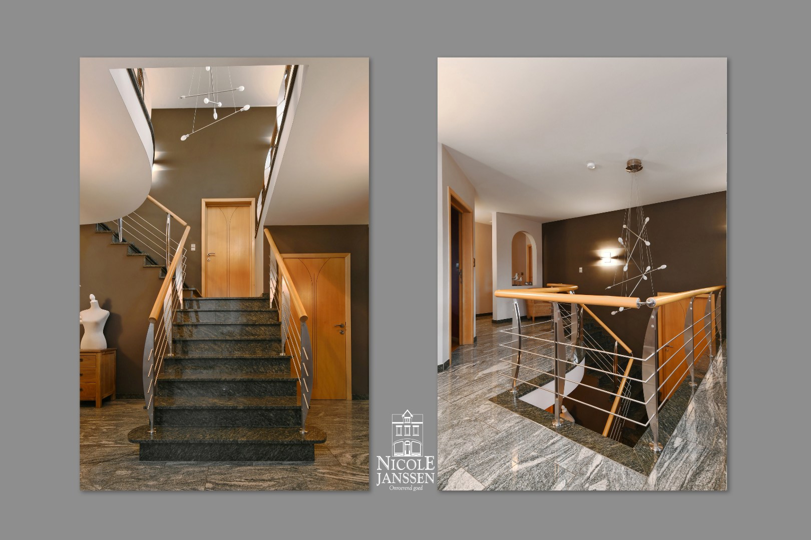 Via de trap in de inkomhal kom je op de ruime overloop