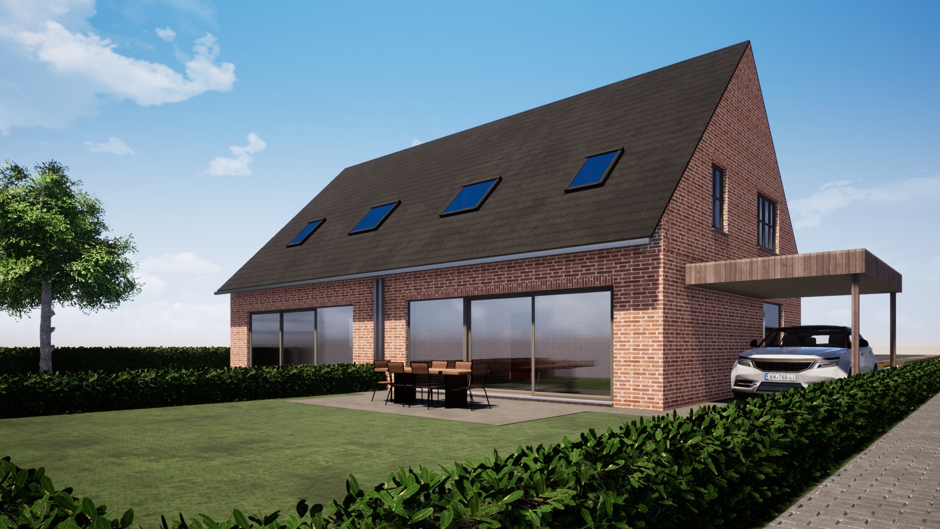 Rustieke nieuwbouwwoningen met Zuidelijke oriëntatie nabij centrum Houthulst 