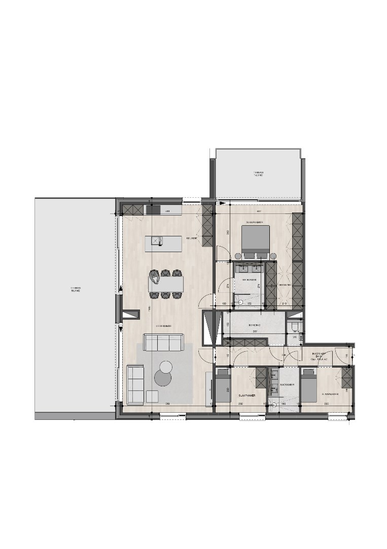 Penthouse op de vierde verdieping van 151,40m² met drie slaapkamers 