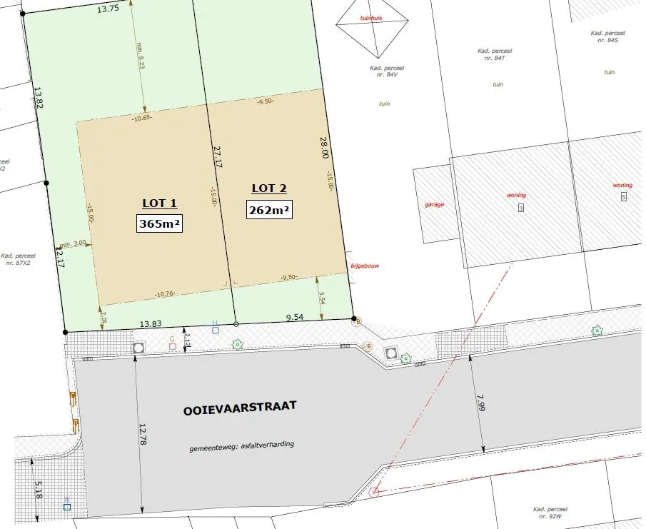 Bouwgrond (365 m²) voor halfopen bebouwing op topligging te centrum Eernegem