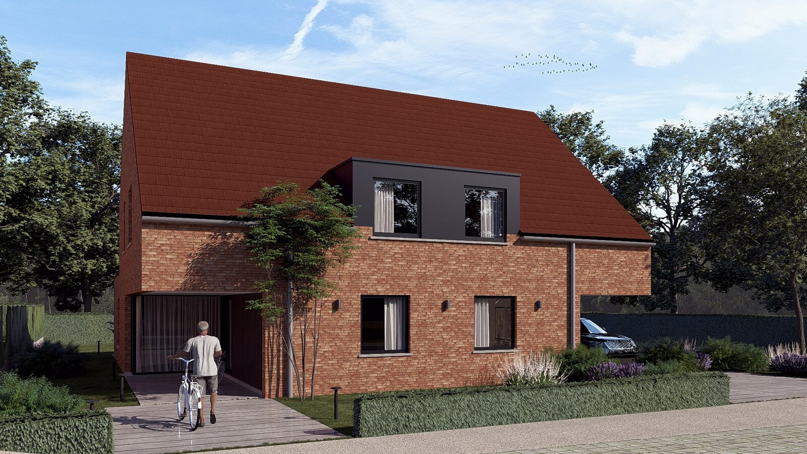 Twee nog te bouwen halfopen woningen met 3 slaapkamers, ruime zolder, garage en zonnig terras te Poelkapelle 
