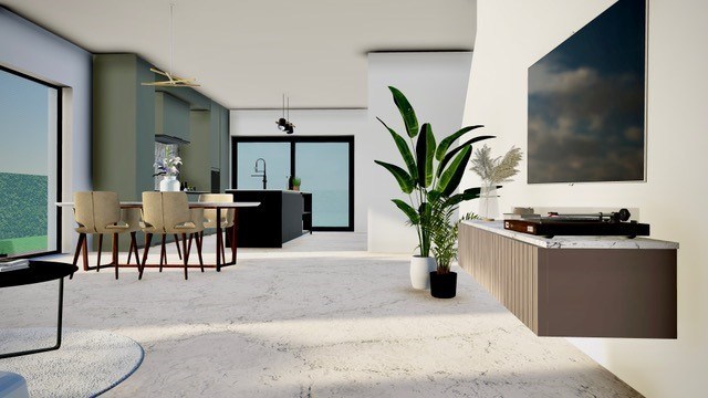 voorbeeld woonkamer en open keuken