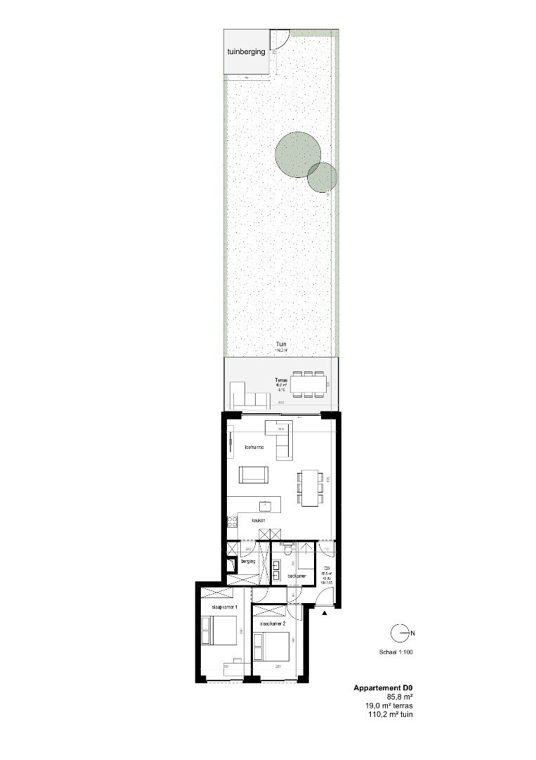 Gelijkvloers appartement met tuin 