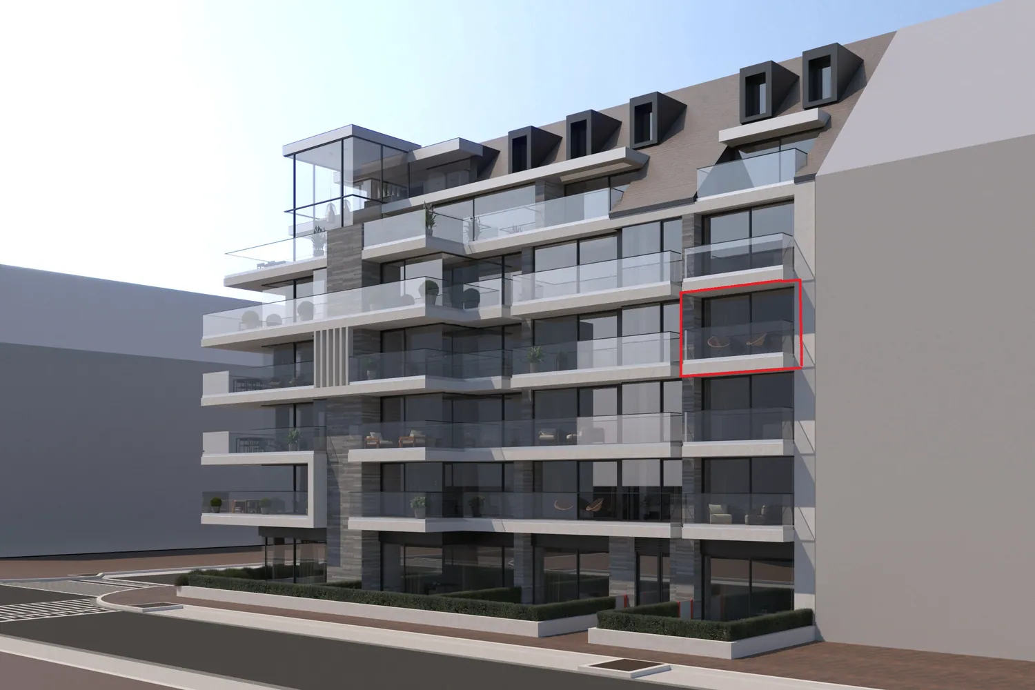 Ruim 2-kamer appartement te Residentie Miraval met ruime terrassen & mogelijkheid tot aankoop van een inpandige garage.