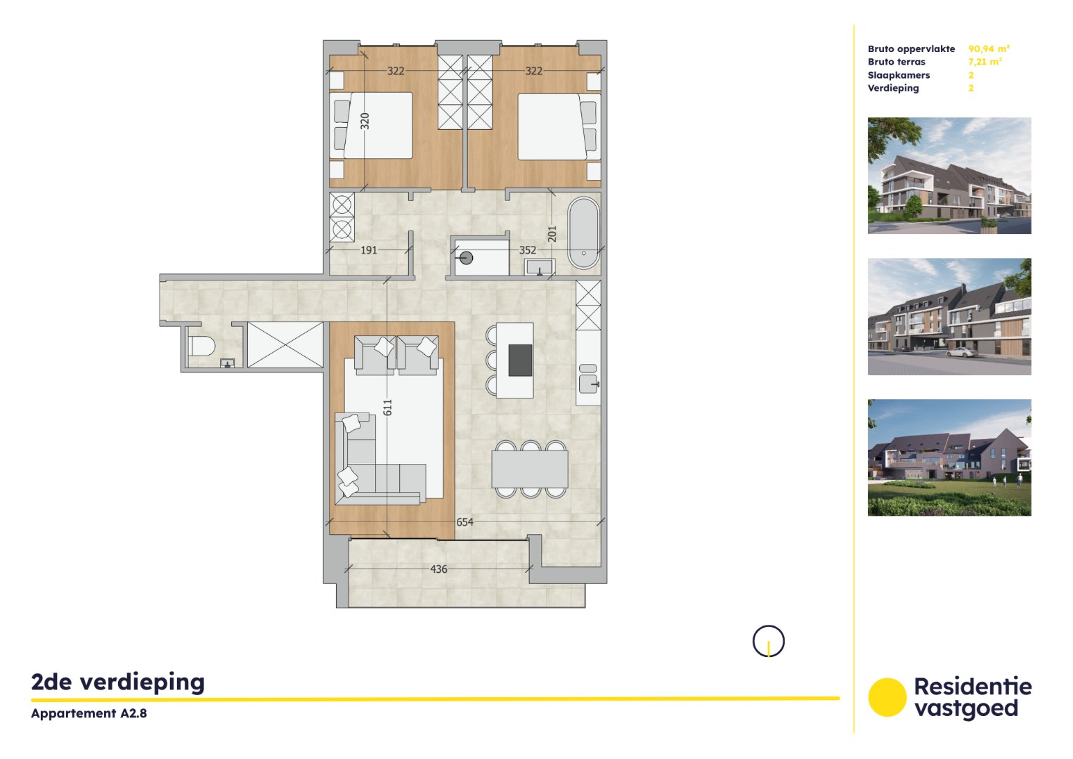 Kwalitatief 2-slaapkamerappartement op de tweede verdieping in Residentie Soetkin 