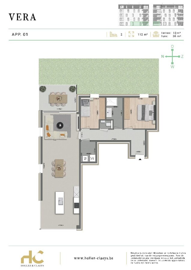 Tuinappartement op de Markt van Houthulst aan 6% BTW! 