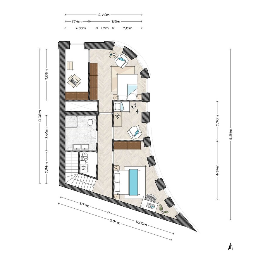 TYPE F | EXCLUSIEF PENTHOUSE VAN 129 M² MET TWEE WOONLAGEN EN EEN BALKON VAN 21,4 M² 