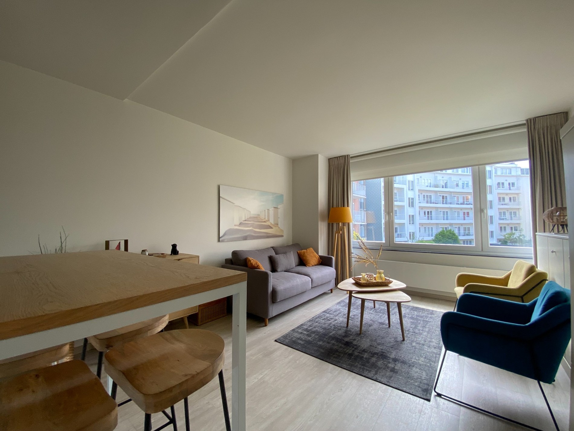 Gezellige studio met zicht op de gemeenschappelijke tuin centraal gelegen op de Zoutelaan te Knokke. 