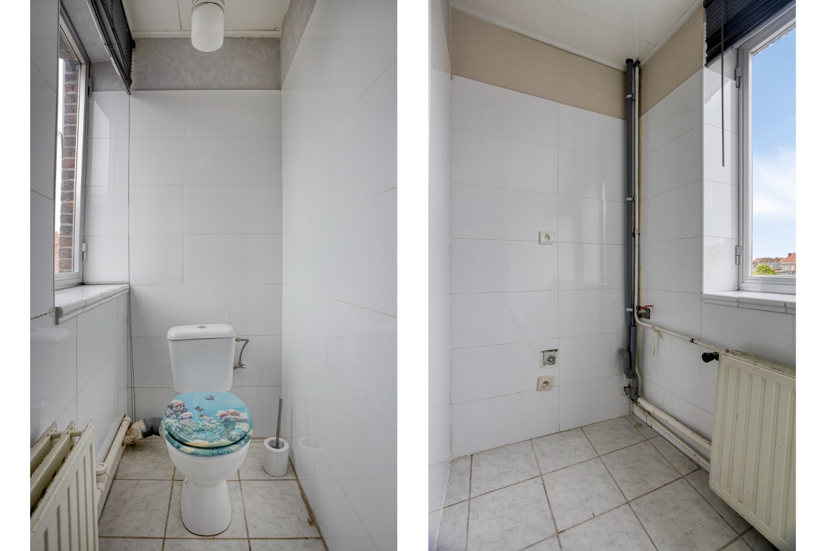 toilet en aansluiting wasmachine in badkamer