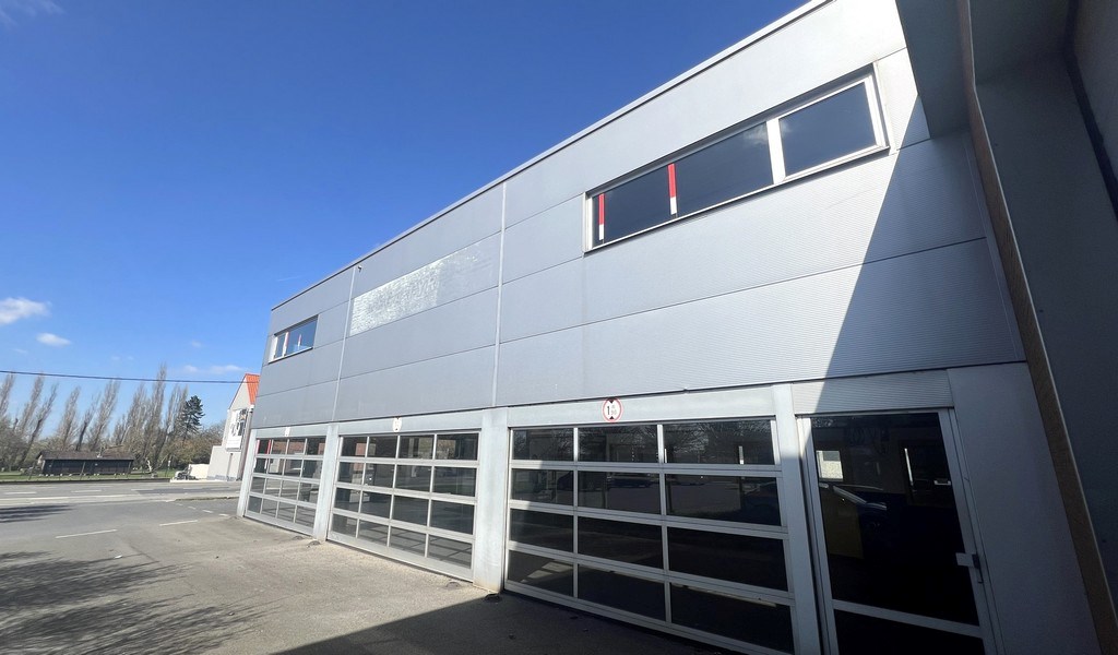 Commercieel gelegen showroom met magazijn te huur in Wetteren