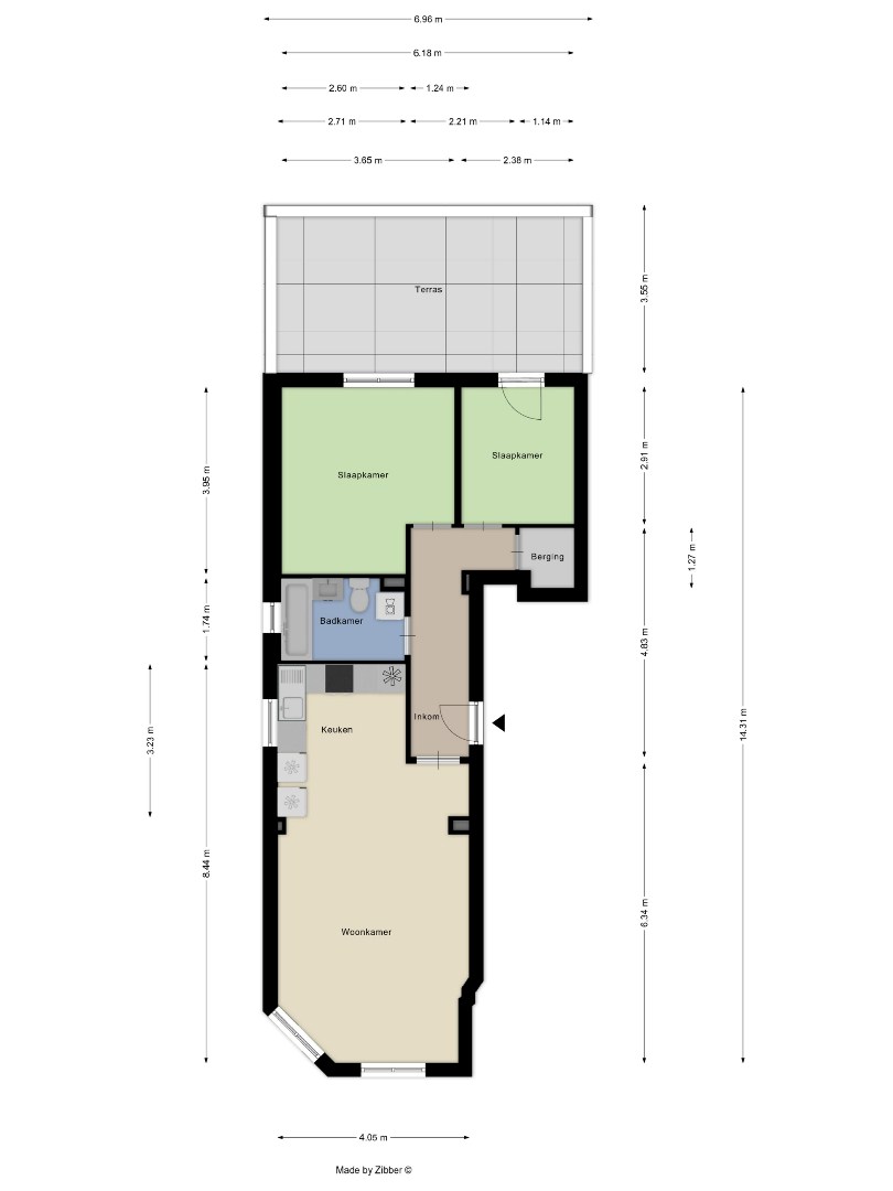 Gelijkvloers appartement met 2 slaapkamers ruim terras, garage en kelderberging in Tienen! - bewoonbare opp. 76m² -  EPC 251 kWh/m² 