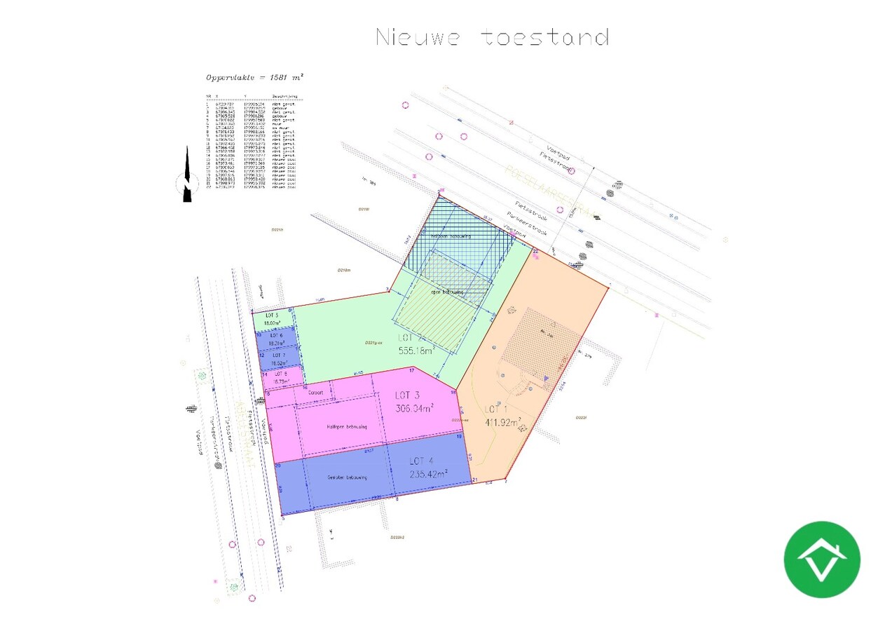 Bouwklare grond (591 m²) voor open of halfopen bebouwing te Izegem 
