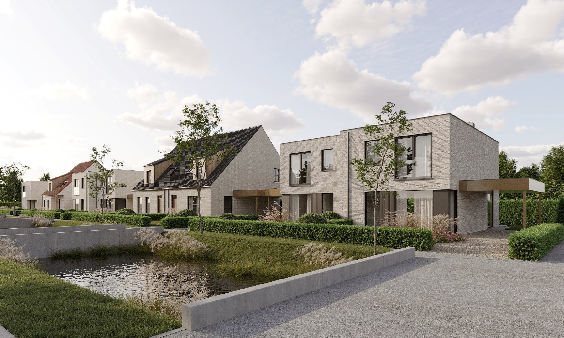 Prachtige moderne halfopen bebouwing in een groene omgeving nabij het kanaal Plassendale-Nieuwpoort te Leffinge 