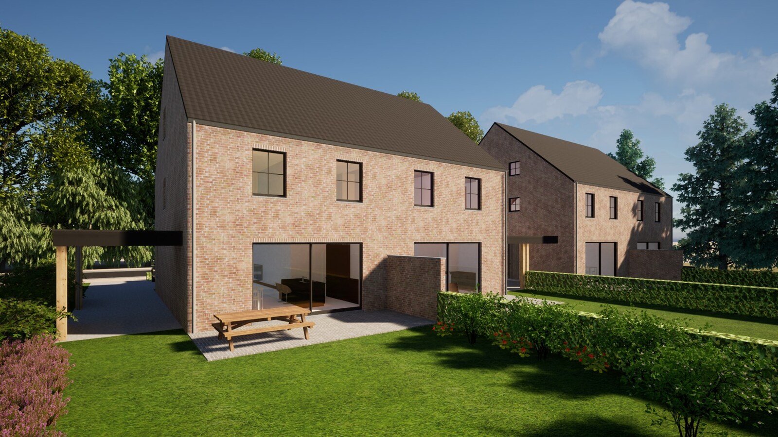 4 halfvrijstaande Bijna Energie Neutrale nieuwbouwwoningen (BEN) op ruime percelen op een gunstige locatie te Helchteren! 