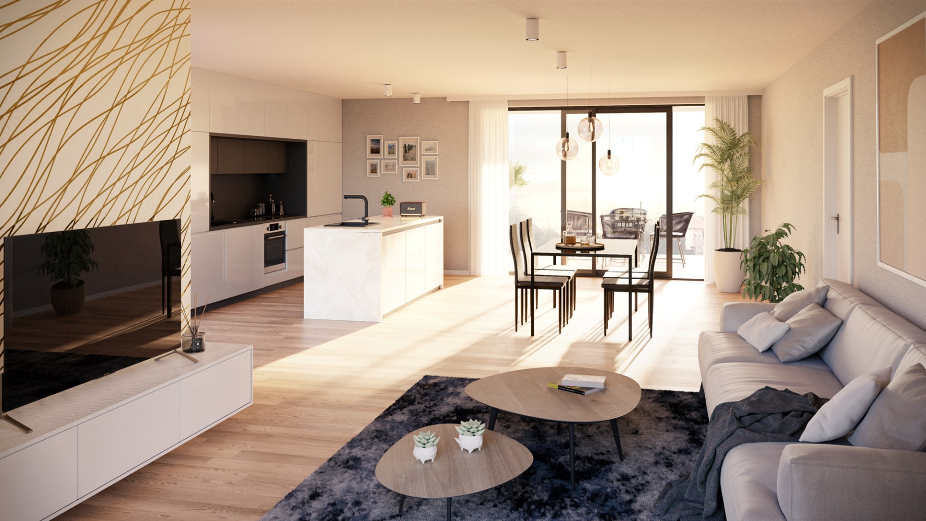 Penthouse (117 m²) met 2 slpk en overdekt terras. 