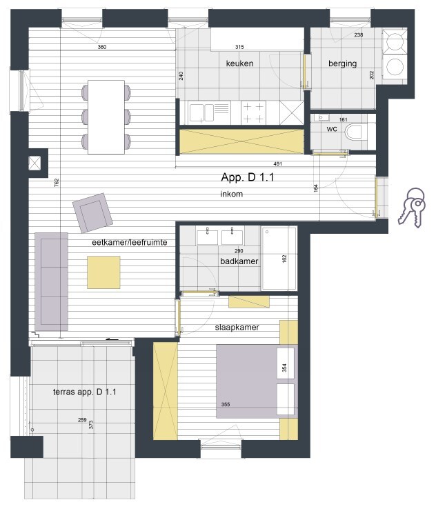 Praktisch 1-slpk-appartement te Gavere 