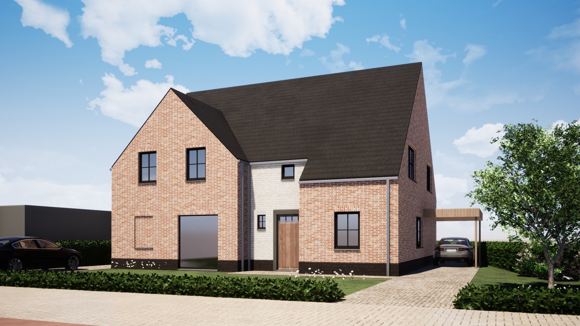 Ruime halfopen bebouwing met 3 slaapkamers, bureau en landelijk verzicht te Aartrijke 