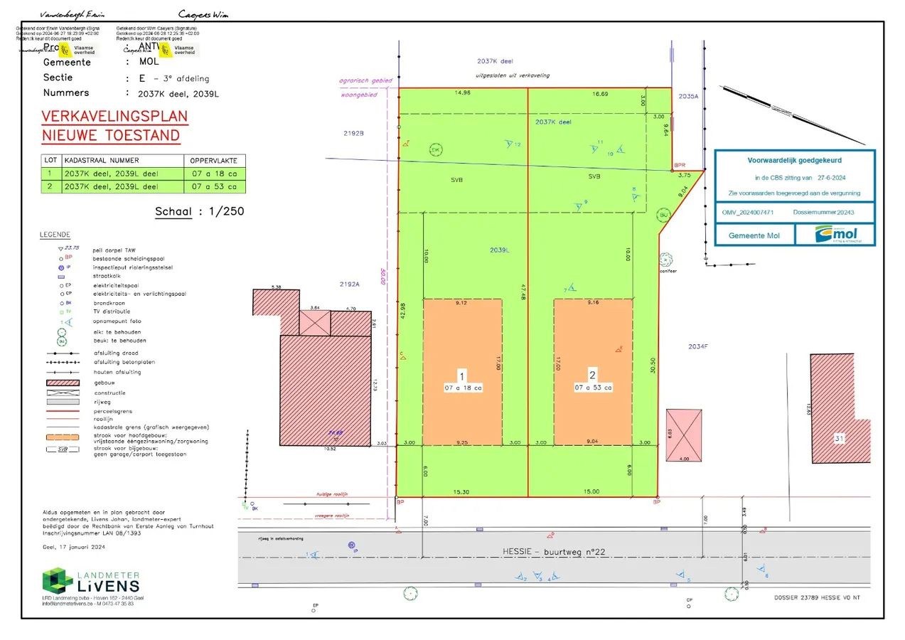 Bouwgrond met voorwaardelijke verkaveling voor 2 open bebouwingen te Mol 
