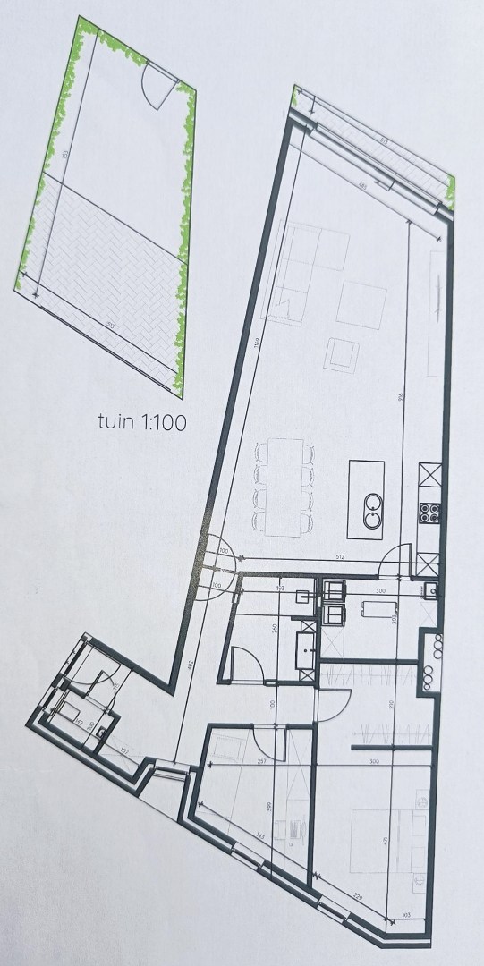 Gelijkvloers nieuwbouwappartement 124 m² met 2 slpk, tuintje en 2 autostandplaatsen. 