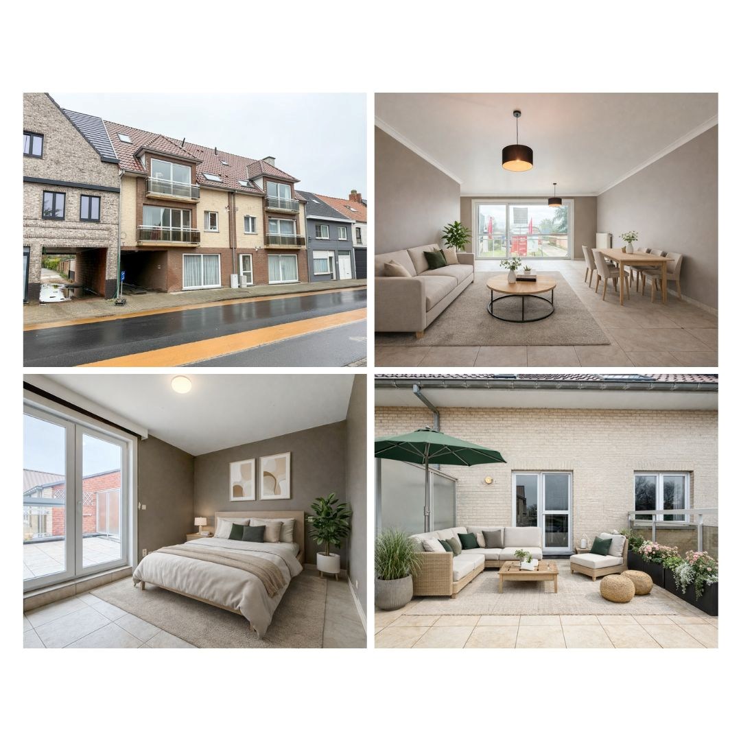 Energiezuinig 2-slp appartement (88 m²) met groot terras, Eernegem. 