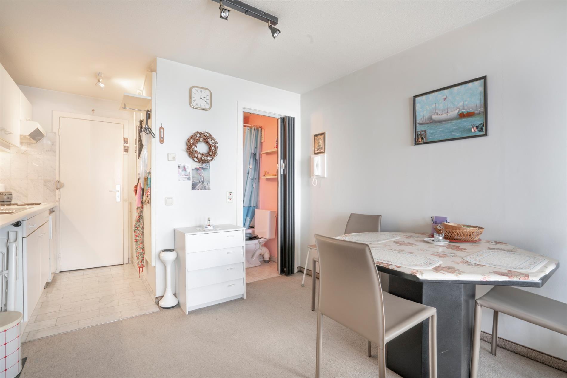 MOOIE STUDIO MET ZIJDELINGS ZEEZICHT IN CENTRUM OOSTENDE 