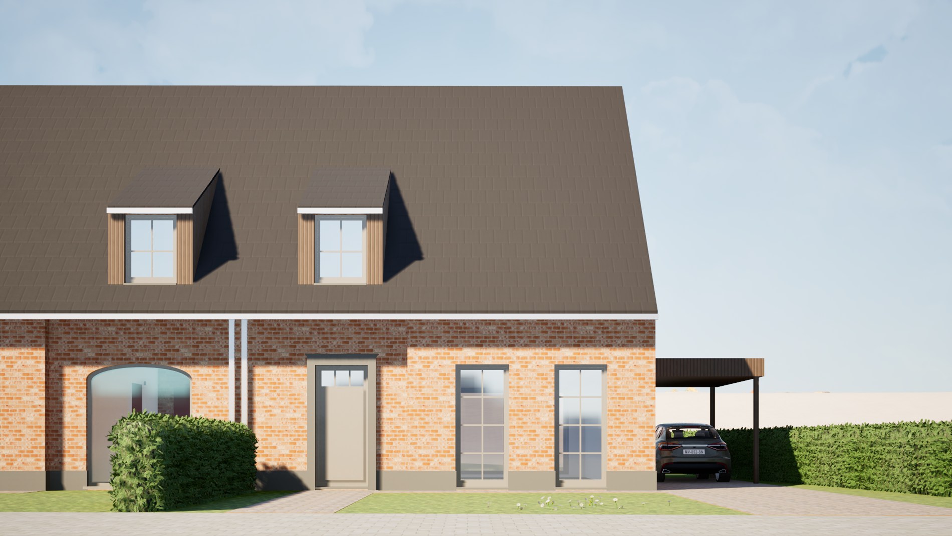 Ruime rustieke nieuwbouwwoningen met landelijk verzicht nabij centrum Eernegem 