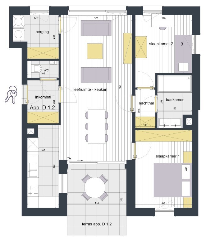 Praktisch 2 slpk-appartement in Gavere 