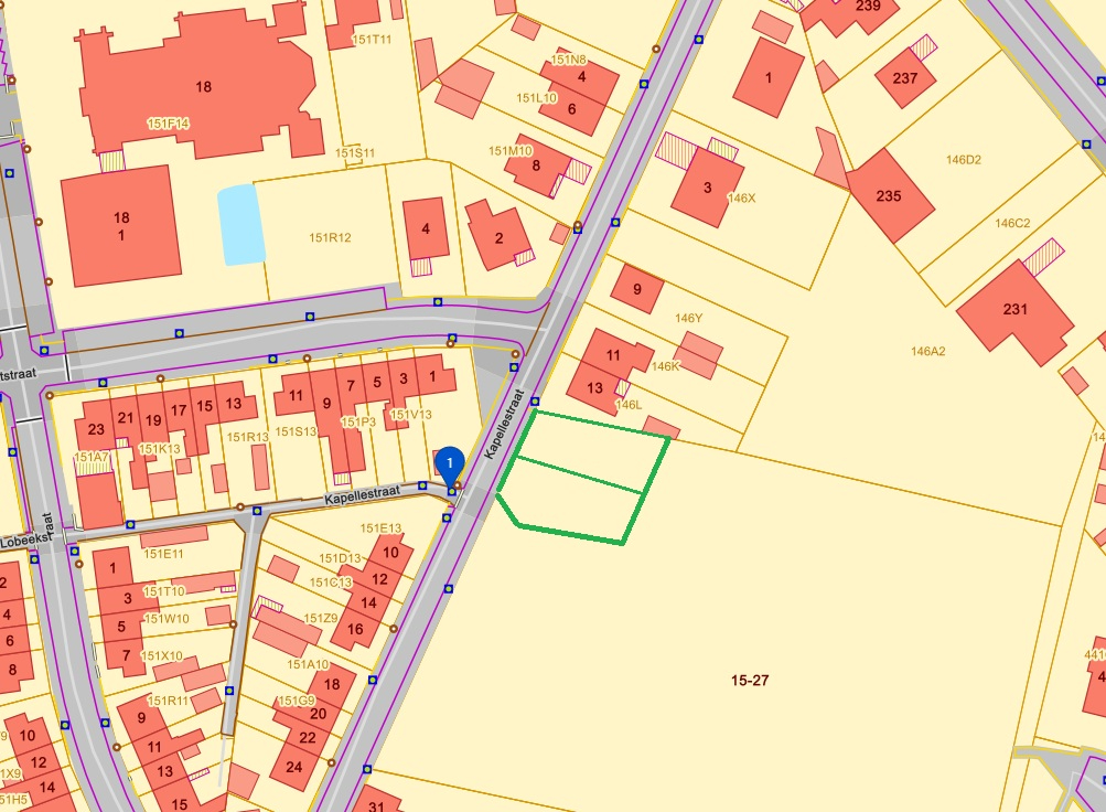 Perceel grond (Lot 2) van 416m² voor halfopen bebouwing 