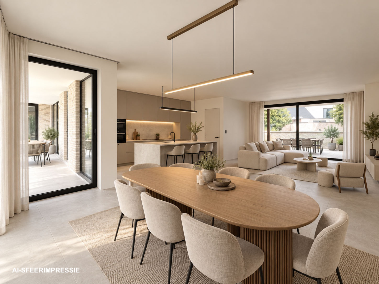 Gelijkvloers appartement (107 m²) met 2 slpk, 2 overdekte terrassen en knusse tuin. 