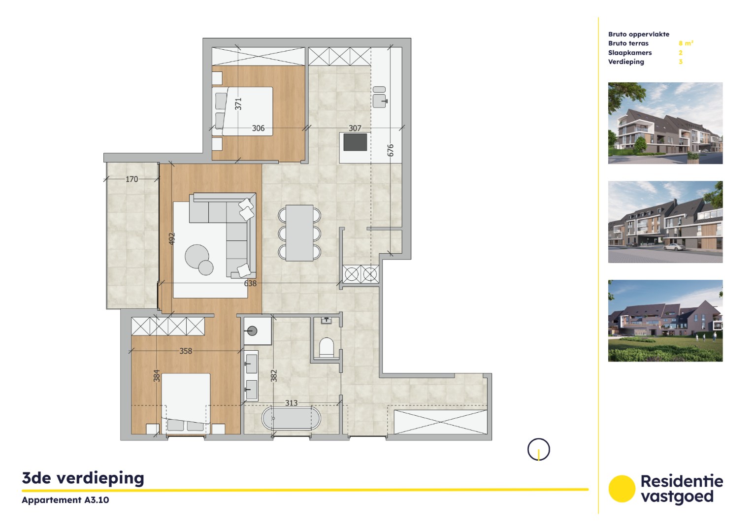 Kwalitatief 2-slaapkamerappartement op de derde verdieping in Residentie Soetkin 