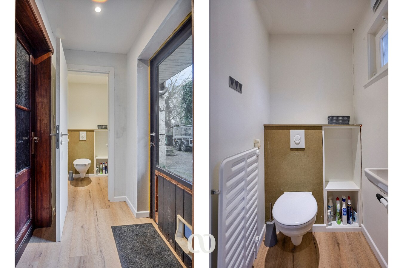 Gedeeltelijk gerenoveerde half open bebouwing met atelier 