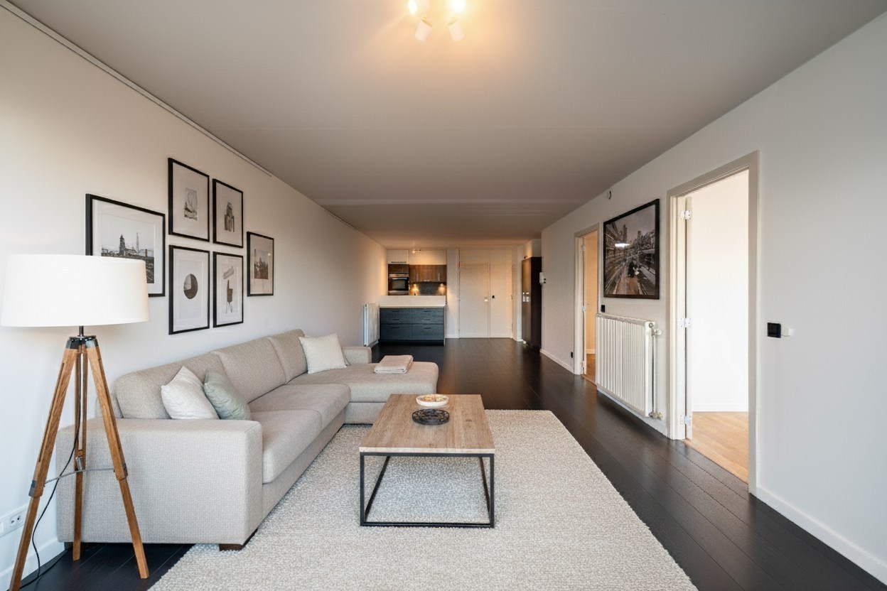 Lichtrijk en modern tweeslaapkamer appartement met groot terras in Oostakker 