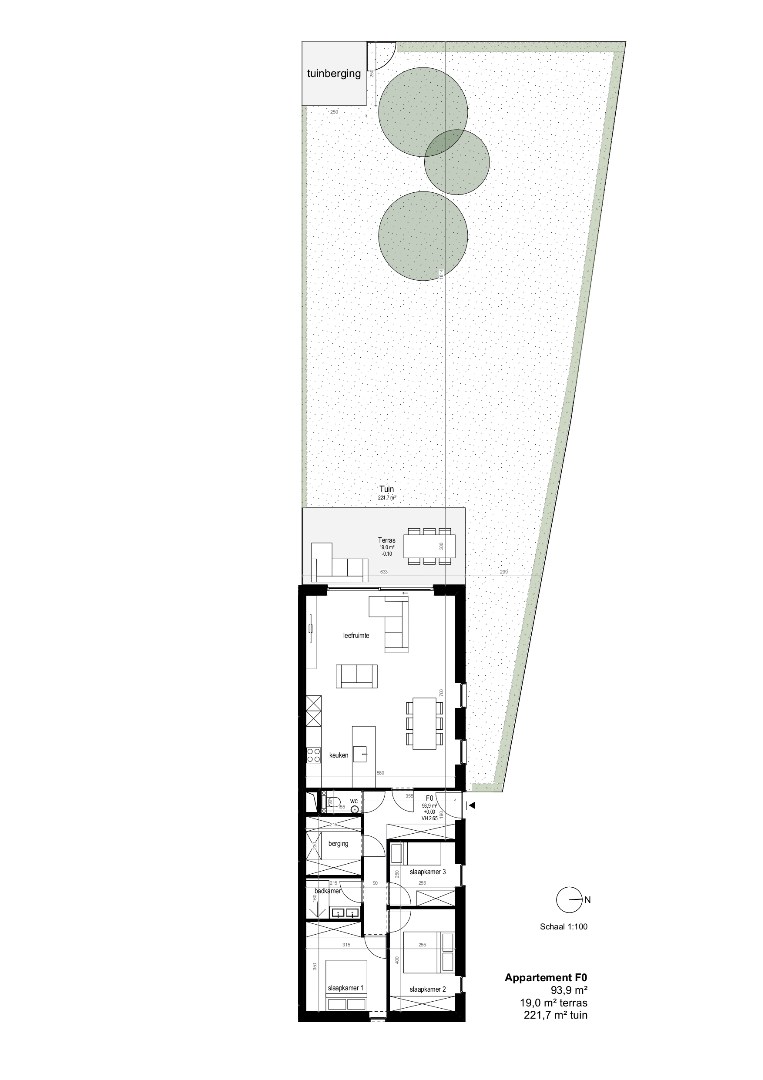 Gelijkvloers appartement met tuin 